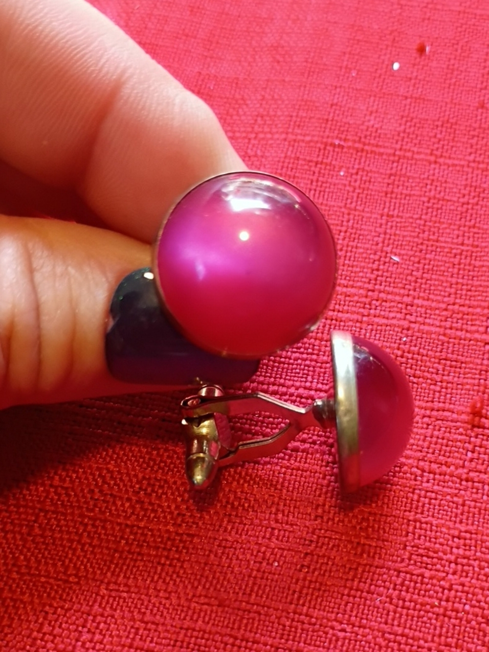 Vintage-Style Pink Dome Clip-On Earrings
